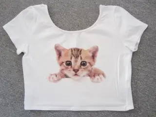 Crop Top med kattemotiv i str. 170 - S