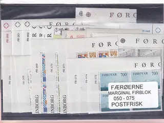 Færøerne - Marginal Firblok 050 - 075 - Postfrisk
