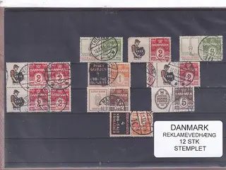 Danmark - Reklamevedhæng 12 Stk. Stemplet