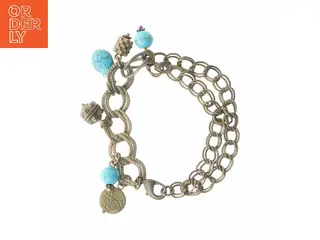 Armbånd med tyrkis vedhæng (str. 19 cm)