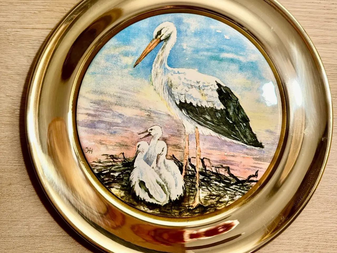 Billede 3 - To vintage platter af keramik og messing