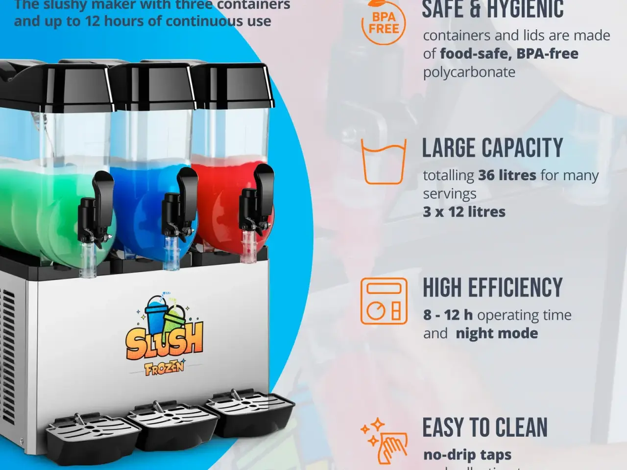 Billede 3 - Slush ice-maskine – 3 x 12 liter – LED