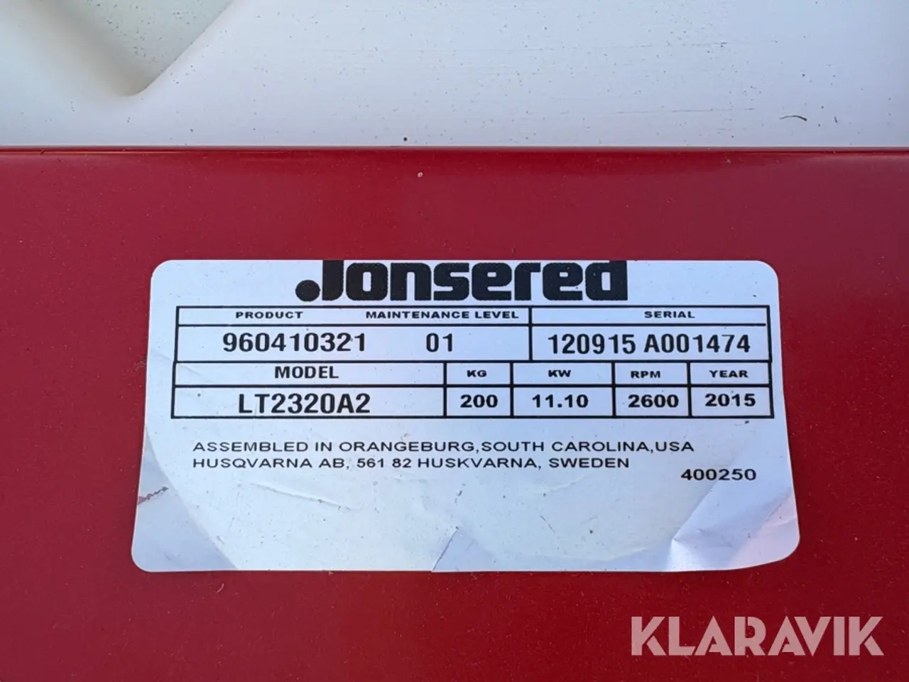 Billede 5 - Græsslåmaskine Jonsered LT2320A2