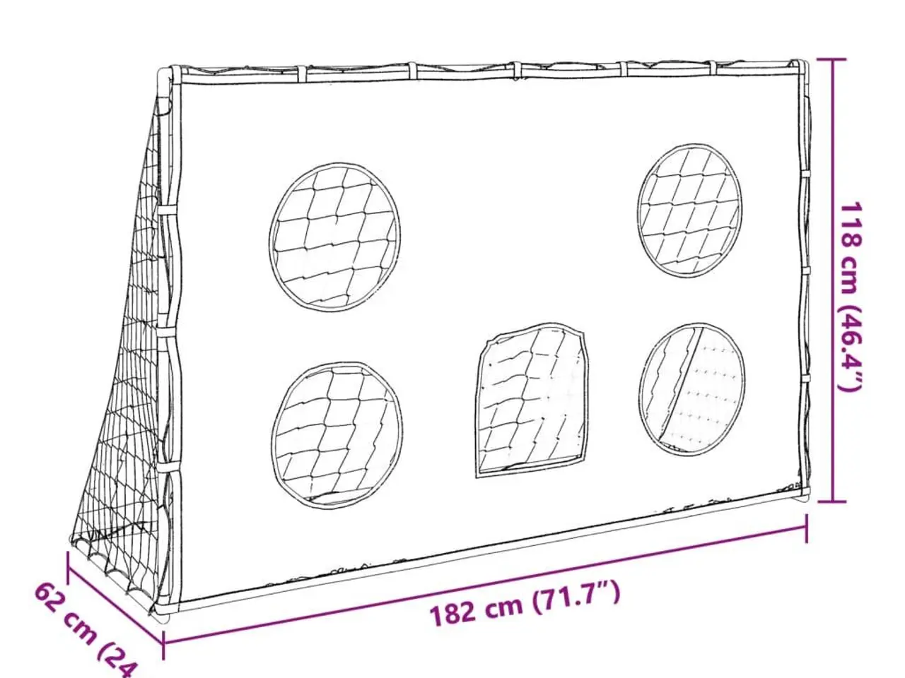 Billede 11 - Fodboldmål 182x62x118 cm med præcisionsdug og bold