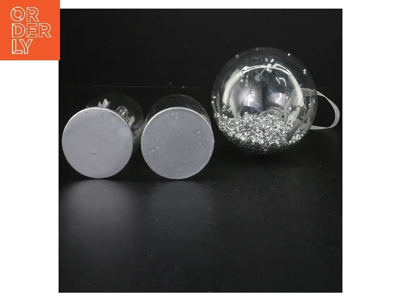 Billede 2 - Sølv og glas juledekorationer (str. Ø 10 og 10 cm og 19 cm)