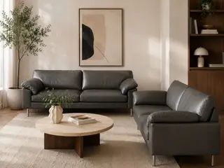 Skalma Palermo 3+2 pers. Ægte læder – Sort