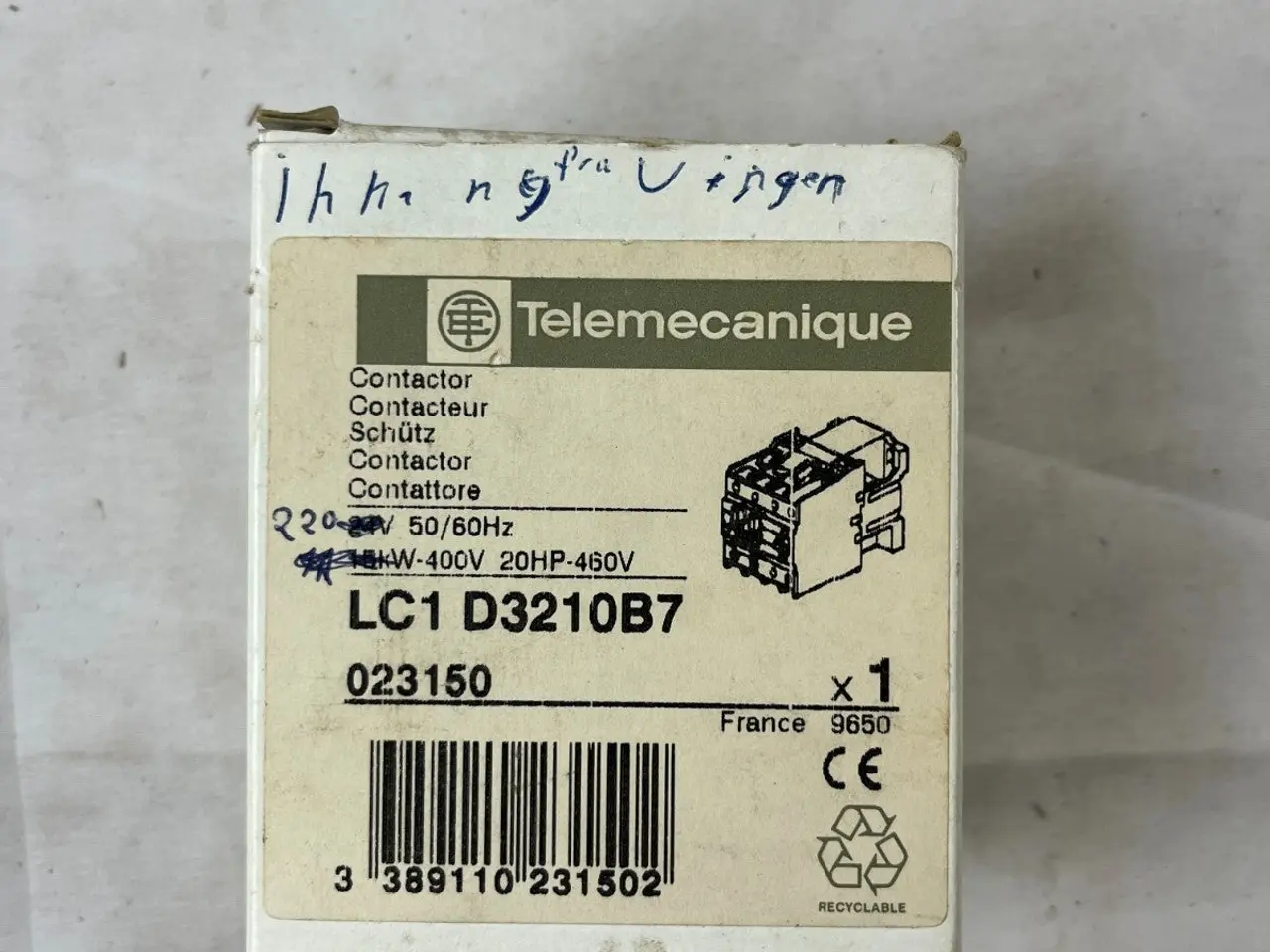 Billede 2 - Telemecanique LC1D3210B7 kontaktor 32A 15kW 3-Pole