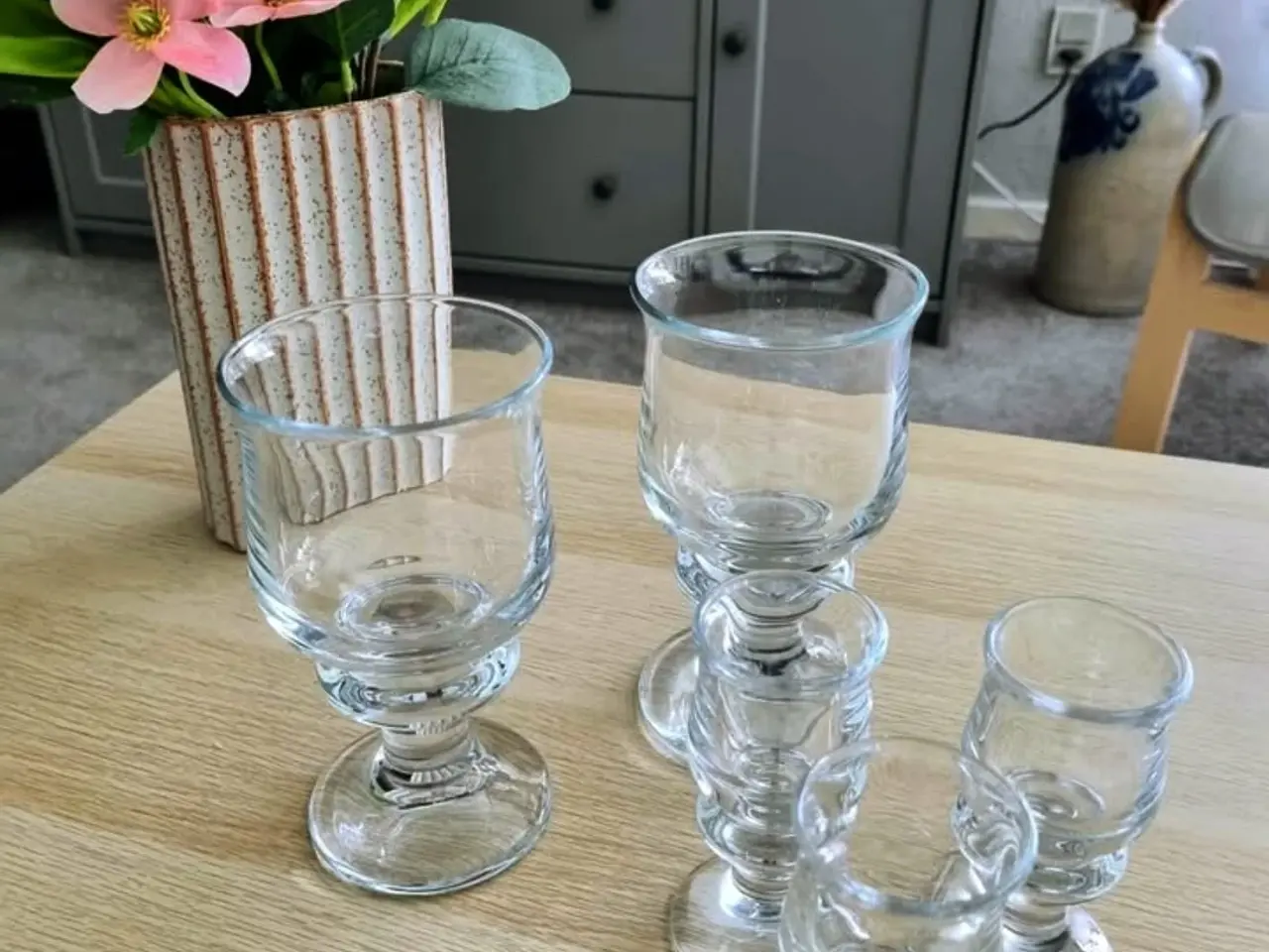 Billede 1 - Holmegård Tivoliglas: 2 ølglas +3 snapseglas 