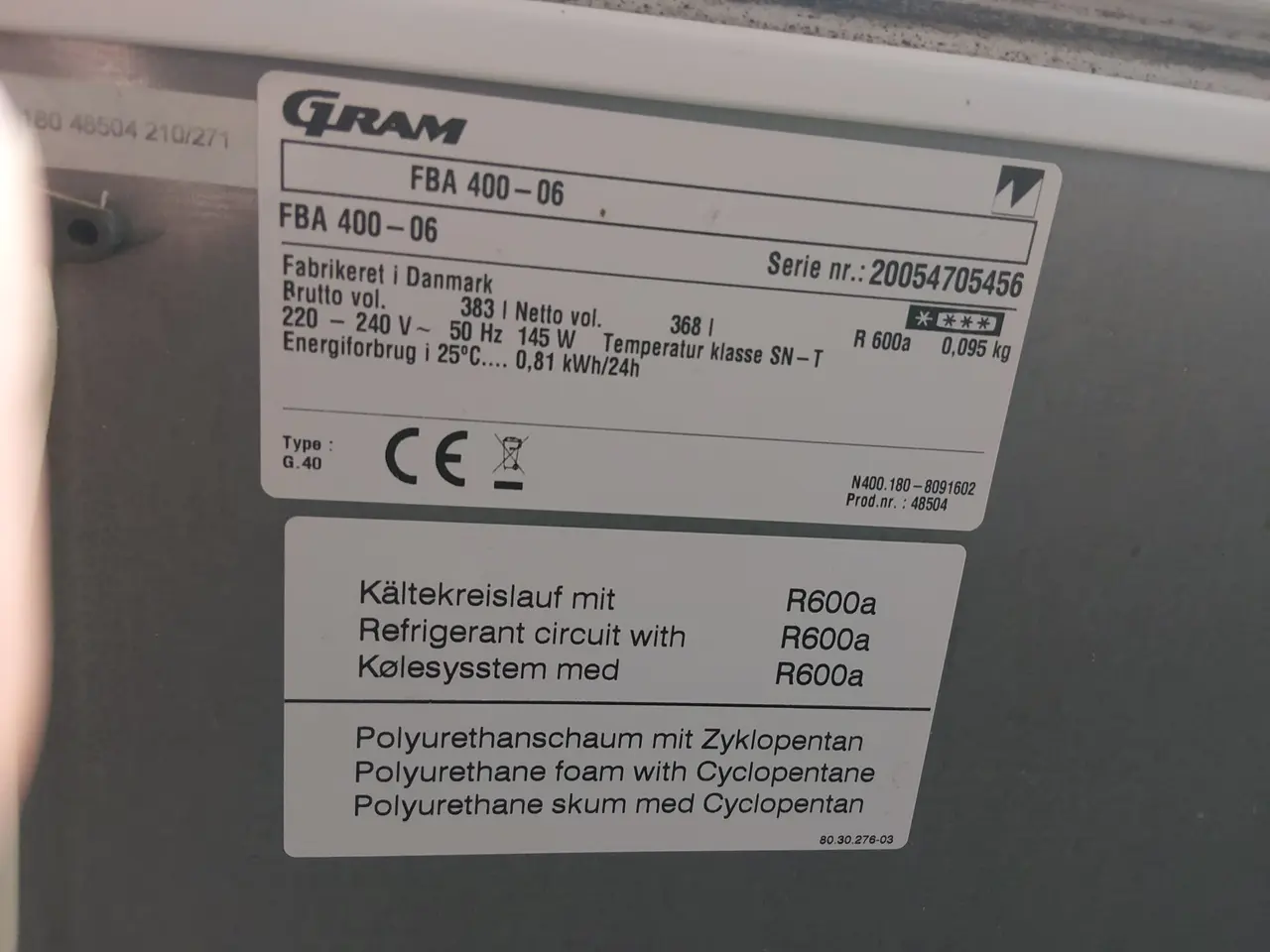 Billede 1 - Gram fryser 383 L. sælges ,virker ok 