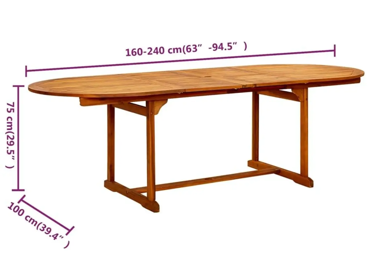 Billede 9 - Havebord (160-240)x100x75 cm massivt akacietræ