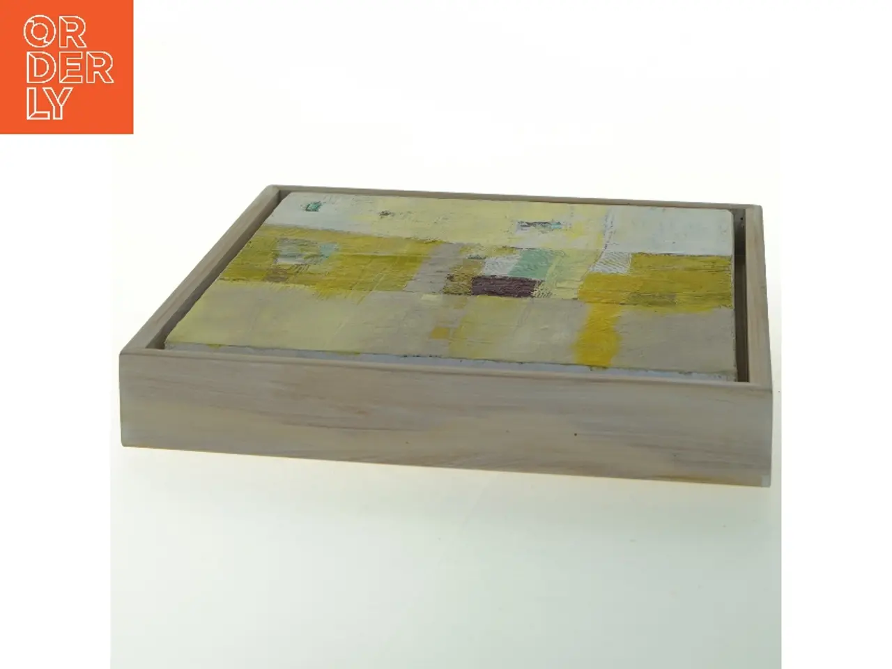 Billede 3 - Abstrakt maleri med gul ramme (str. 20x20 cm)