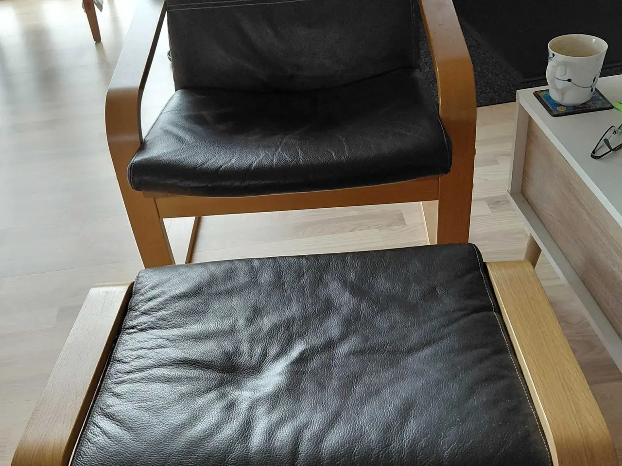 Billede 1 - Lædersofa m skammel