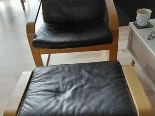 Lædersofa m skammel