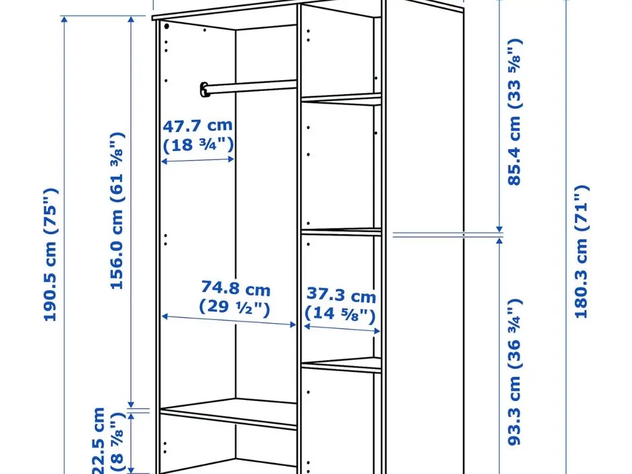 Billede 5 - IKEA BRIMNES garderobeskab – hvid – 117x50x190 cm