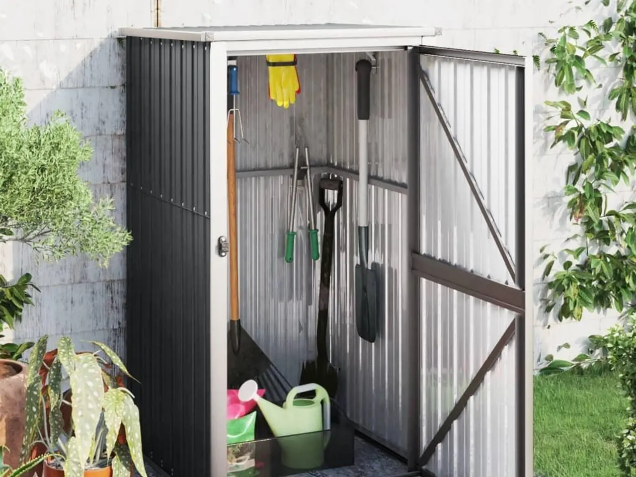 Billede 1 - Redskabsskur til haven 88×89×161 cm - galvaniseret stål, antracit