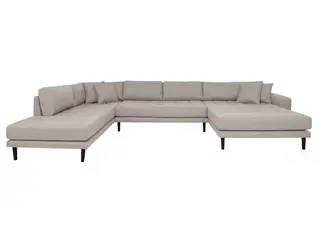 Lido - Hjørnesofa med Højrevendt Chaiselong - Stone stof