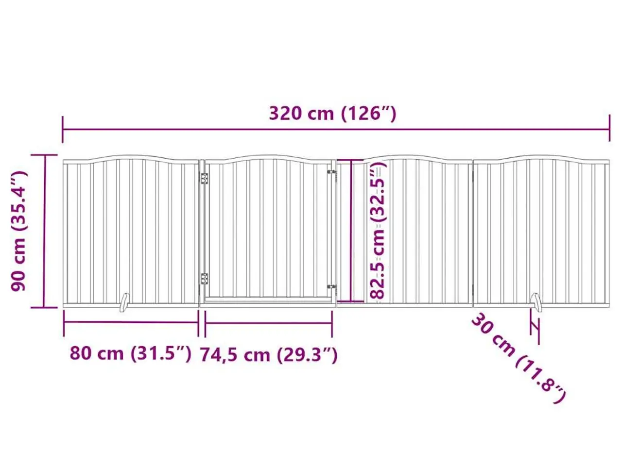 Billede 11 - Hundelåge med dør 4 paneler 320 cm foldbar poppeltræ hvid