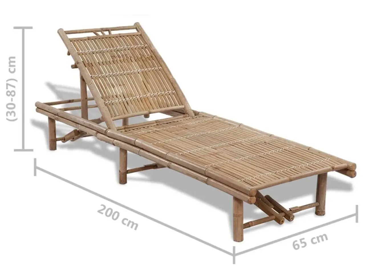 Billede 6 - Liggestol i bambus - justerbar solseng 200 × 65 cm