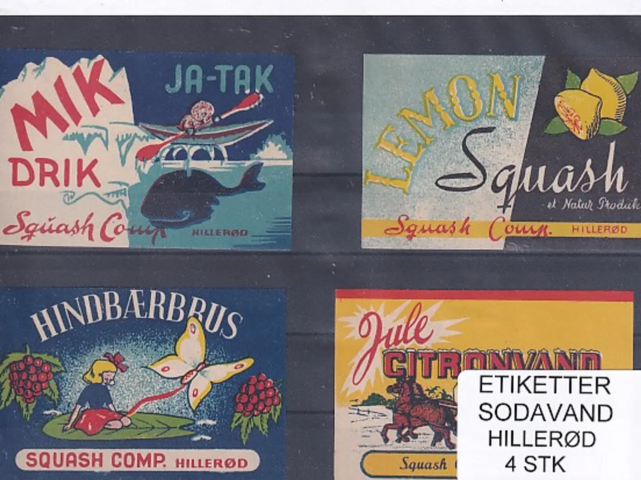 Billede 1 - Etiketter - Sodavand - Squash Comp. Hillerød - 4 Stk.