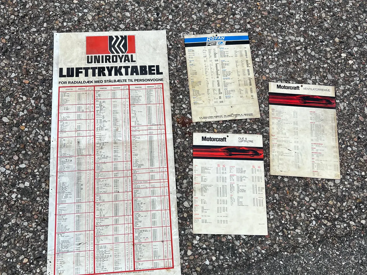 Billede 1 - Uniroyal dæktryktabel + Motorcraft værkstedstabell