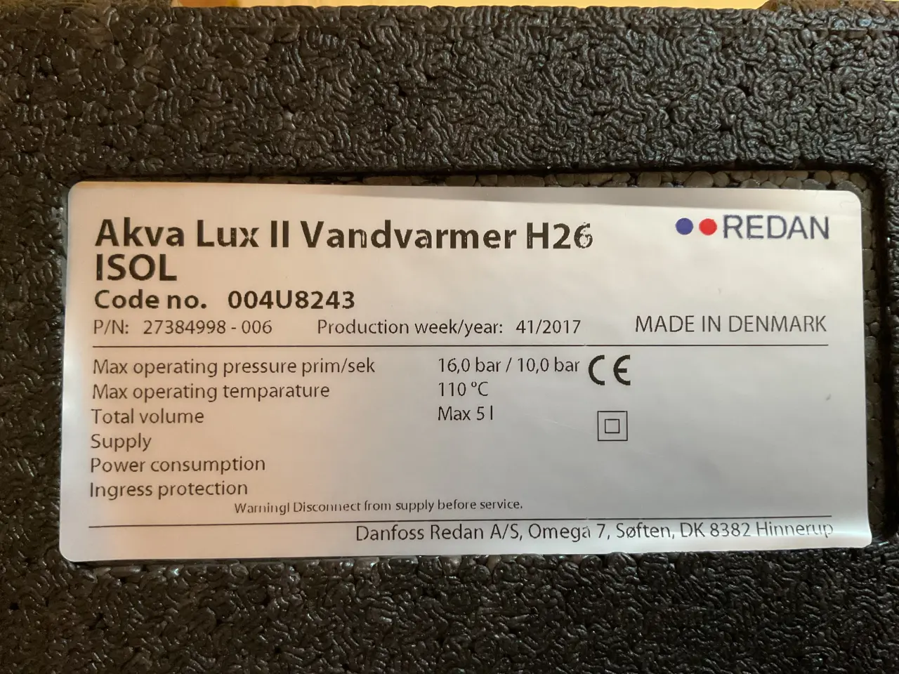 Billede 4 - Redan  Lux 11 Vandvarmer /væksler 