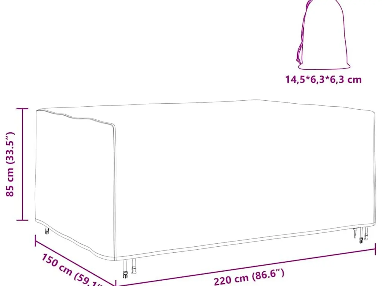 Billede 10 - Overtræk til havemøbler Sort 220 x 150 x 85 cm 210D
