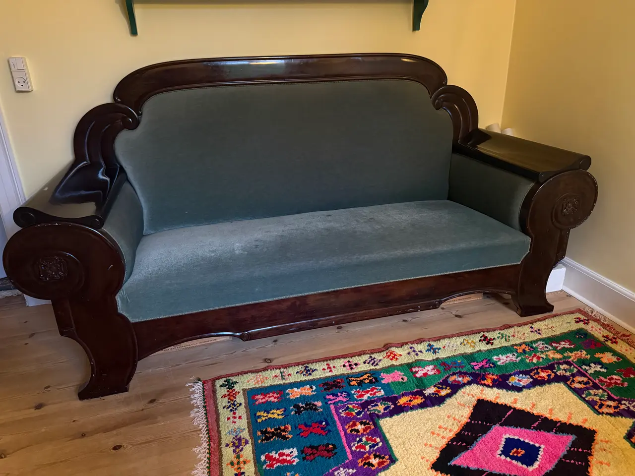 Billede 1 - Sofa i mahogni og velour fra 1920’erne