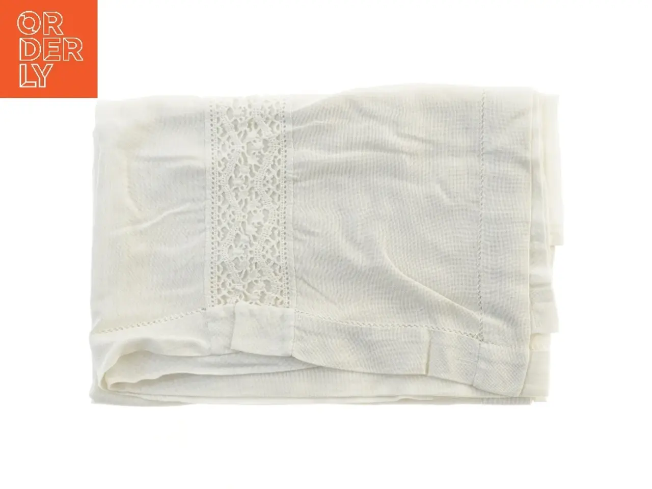 Billede 1 - Hvid dug med blondekant (str. 88x152 cm)