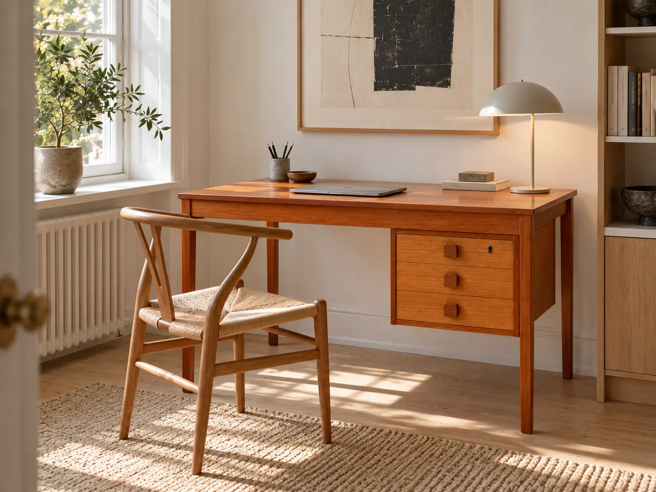 Billede 1 - Teaktræ Skrivebord, mid century, Domino møbler