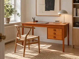 Teaktræ Skrivebord, mid century, Domino møbler