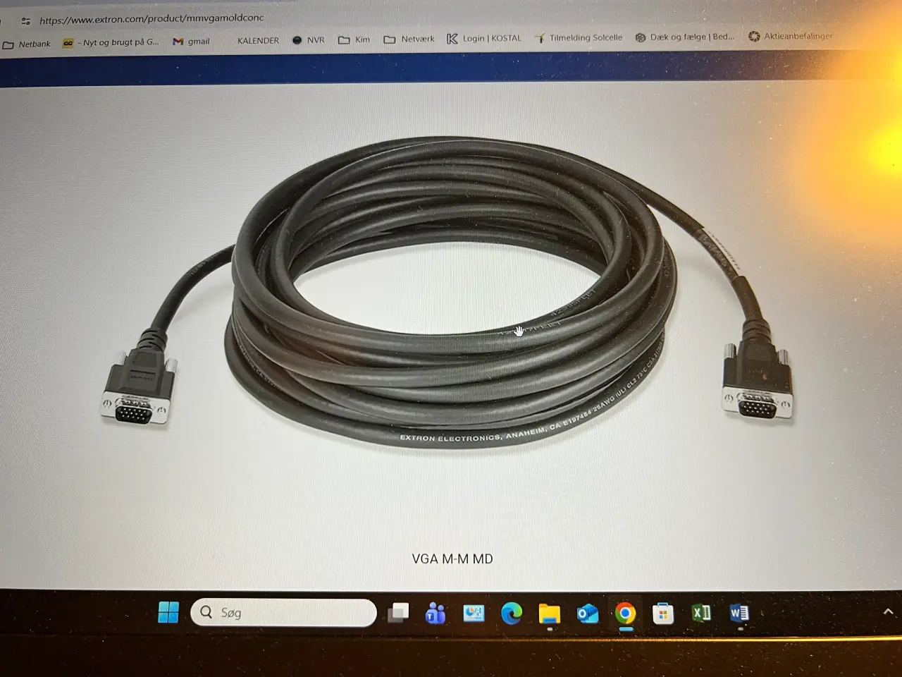 Billede 2 - V G A kabel 50" = 15,2m fra Extron model M-M md