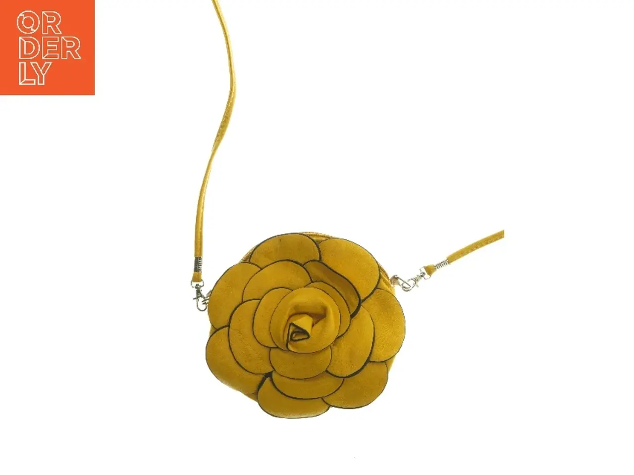 Billede 1 - Gul rund taske med blomstermønster (str. Ø 16 cm)