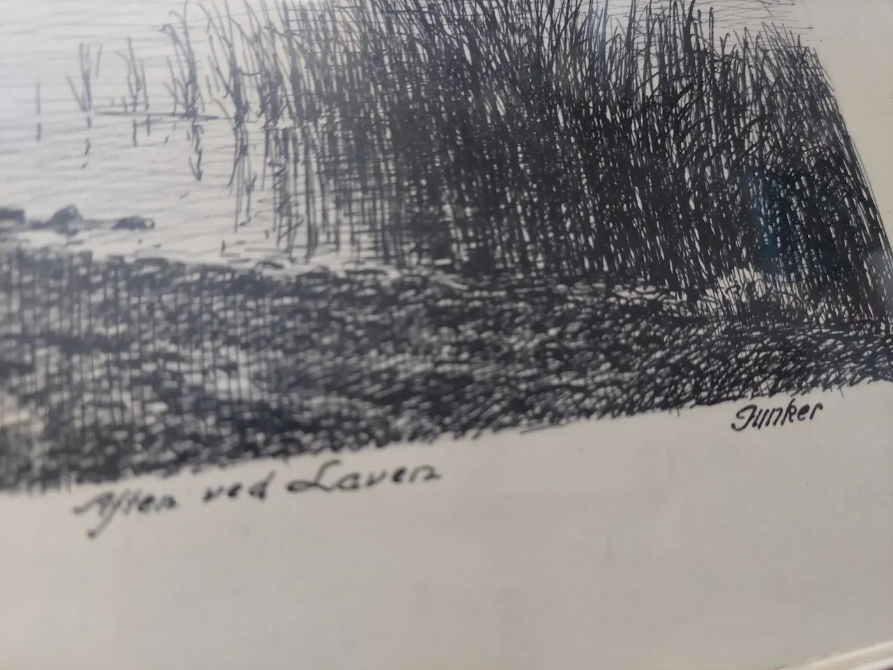 Billede 5 - Original tegning "Aften ved Laven" af Junker