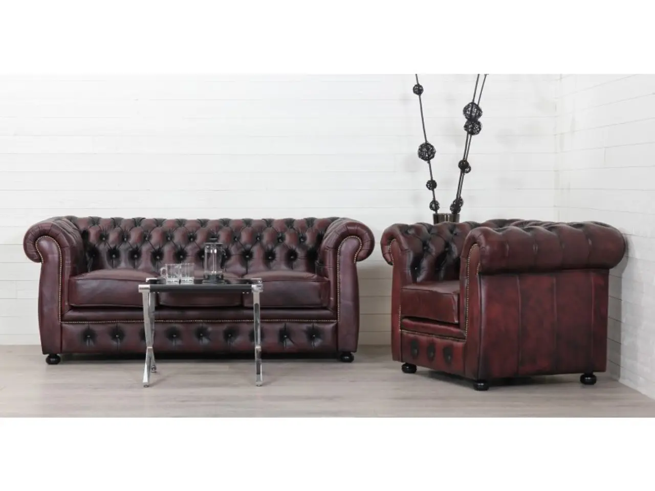 Billede 2 - Liverpool Chesterfield 3+1 pers. sofa - Oxblod læder