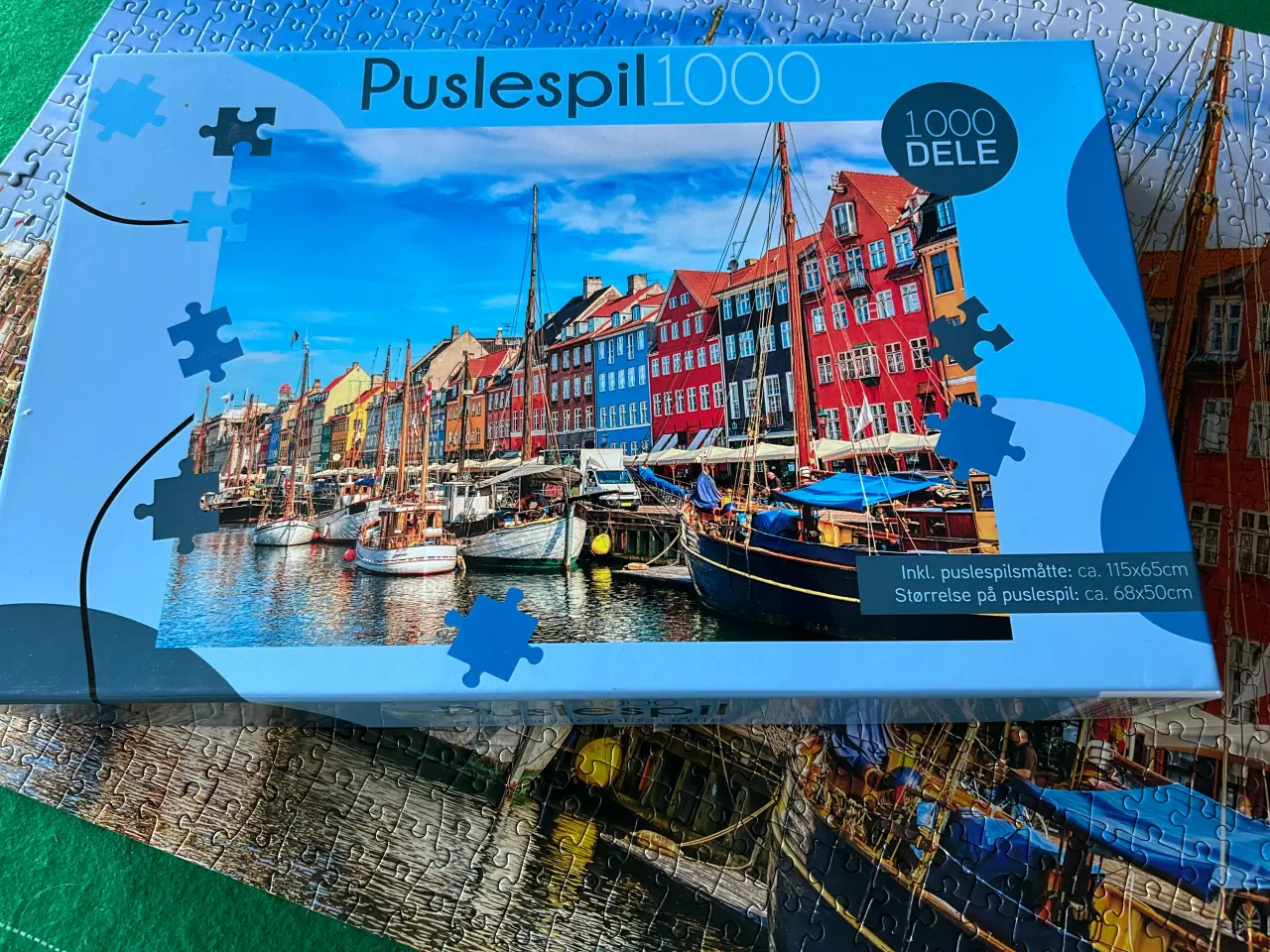 Billede 2 - Nyhavn puslespil inkl puslespils måtte