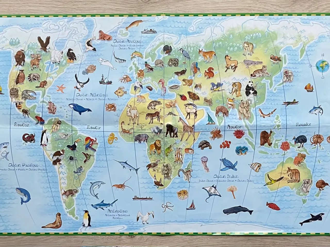 Billede 4 - Djeco Observation Puzzle / Verdenskort med dyr 100