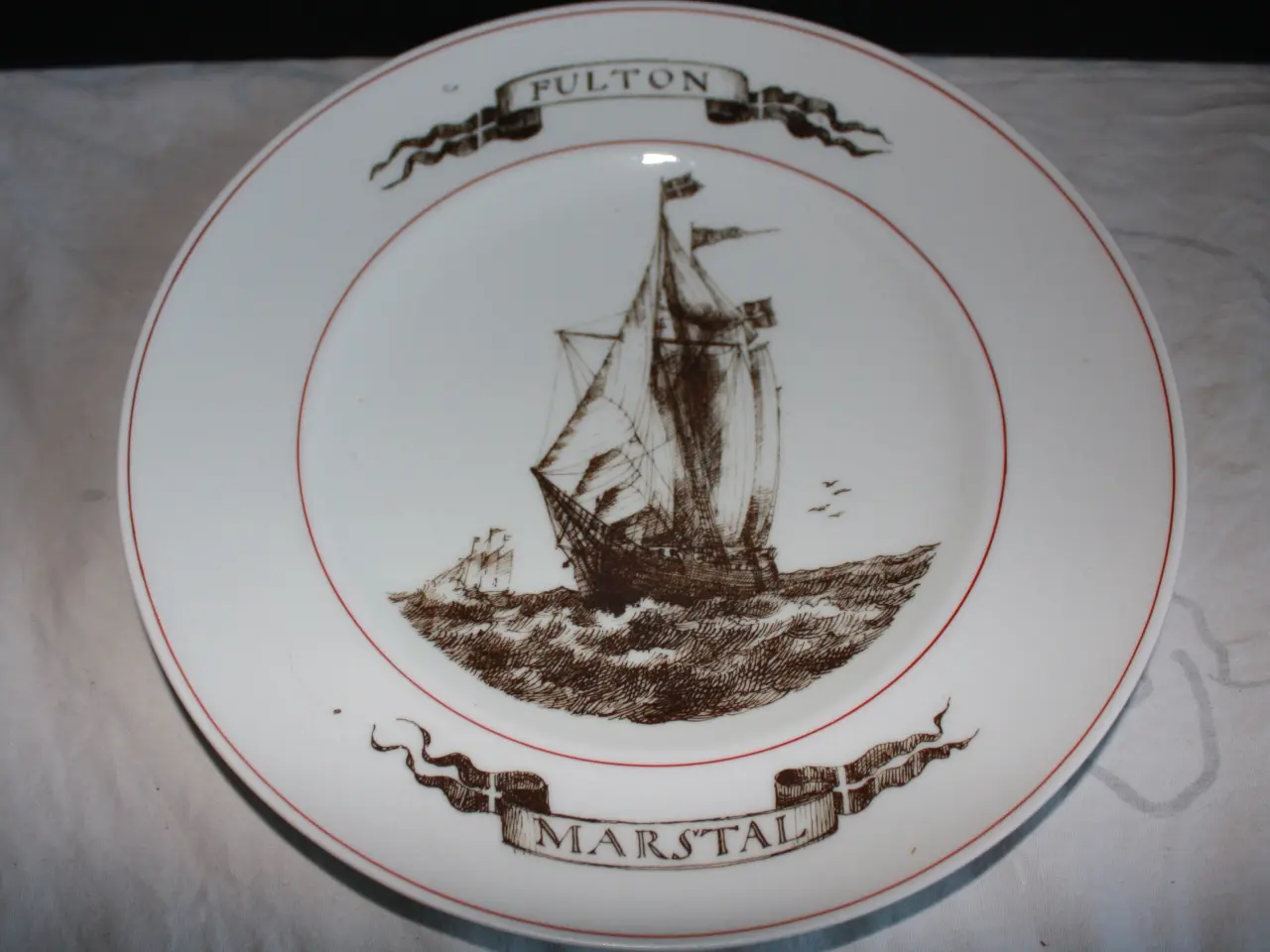 Billede 1 - Platte m Sejlskib, Fulton Marstal, Bing & Grøndahl