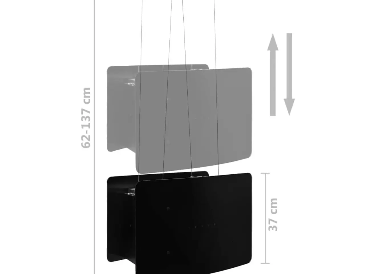 Billede 8 - Hængende ø-emhætte med touchsensor og LCD i hærdet glas - sort, 55 cm