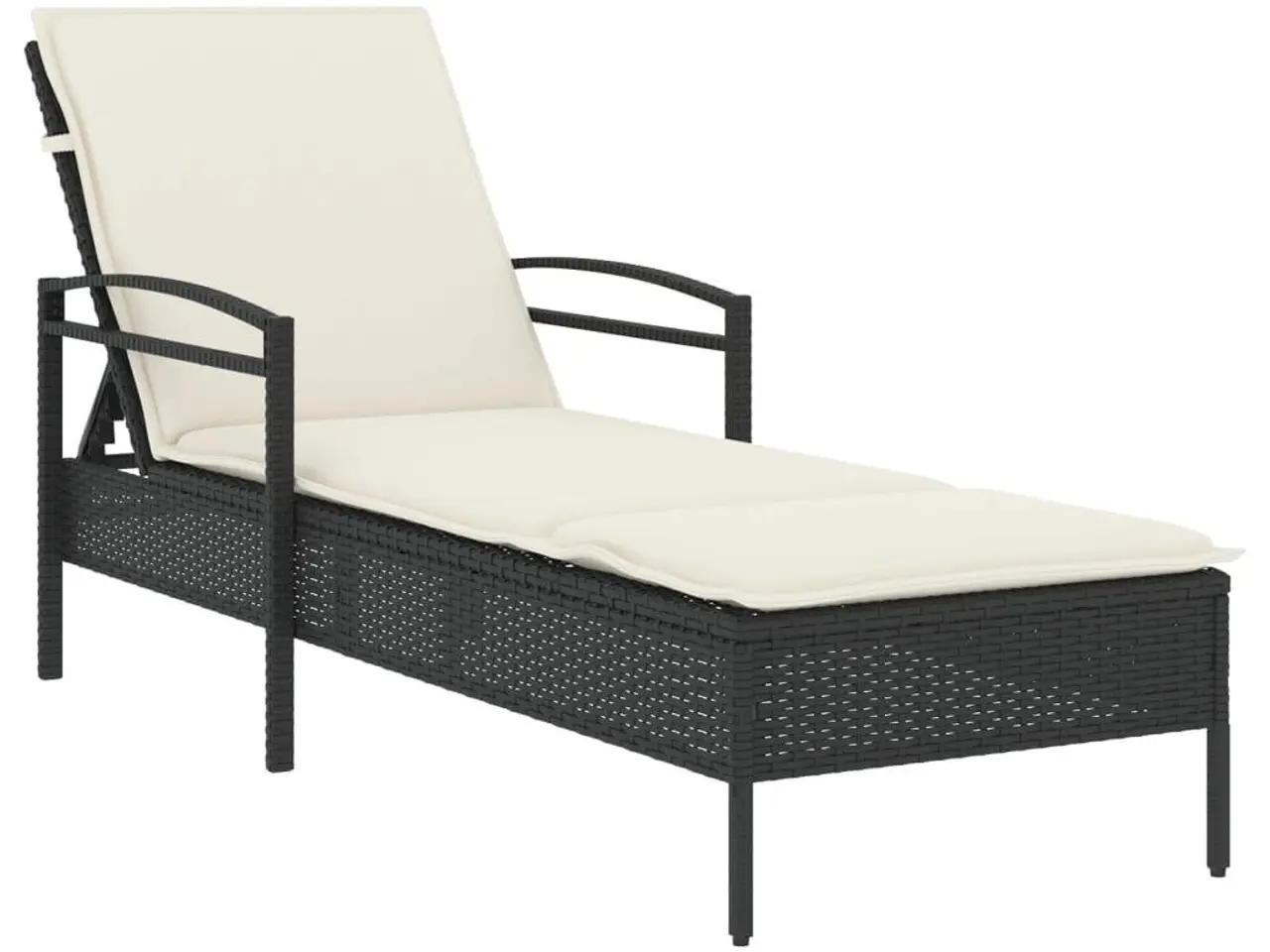 Billede 2 - Liggestol med hynde 63x200x81 cm polyrattan sort