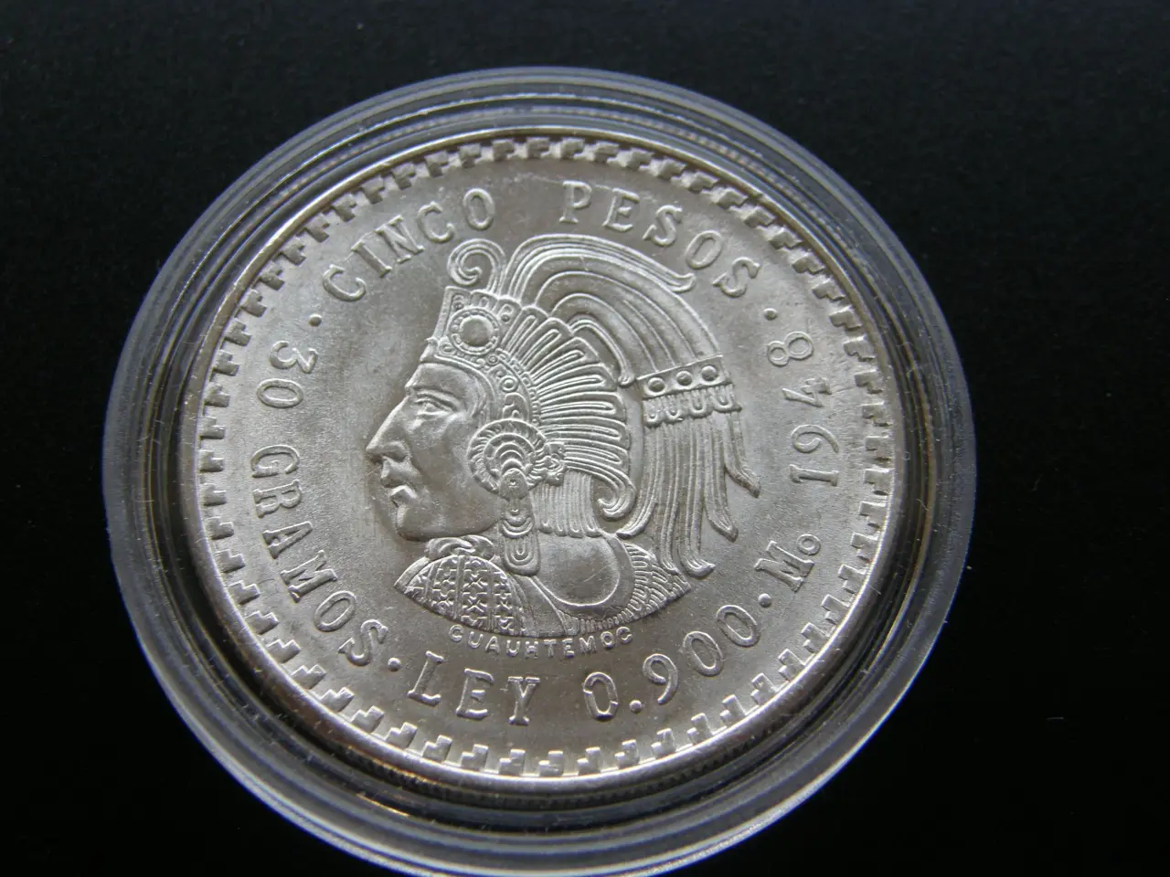 Billede 1 - Mexico 5 Pesos 1948 Sølv.