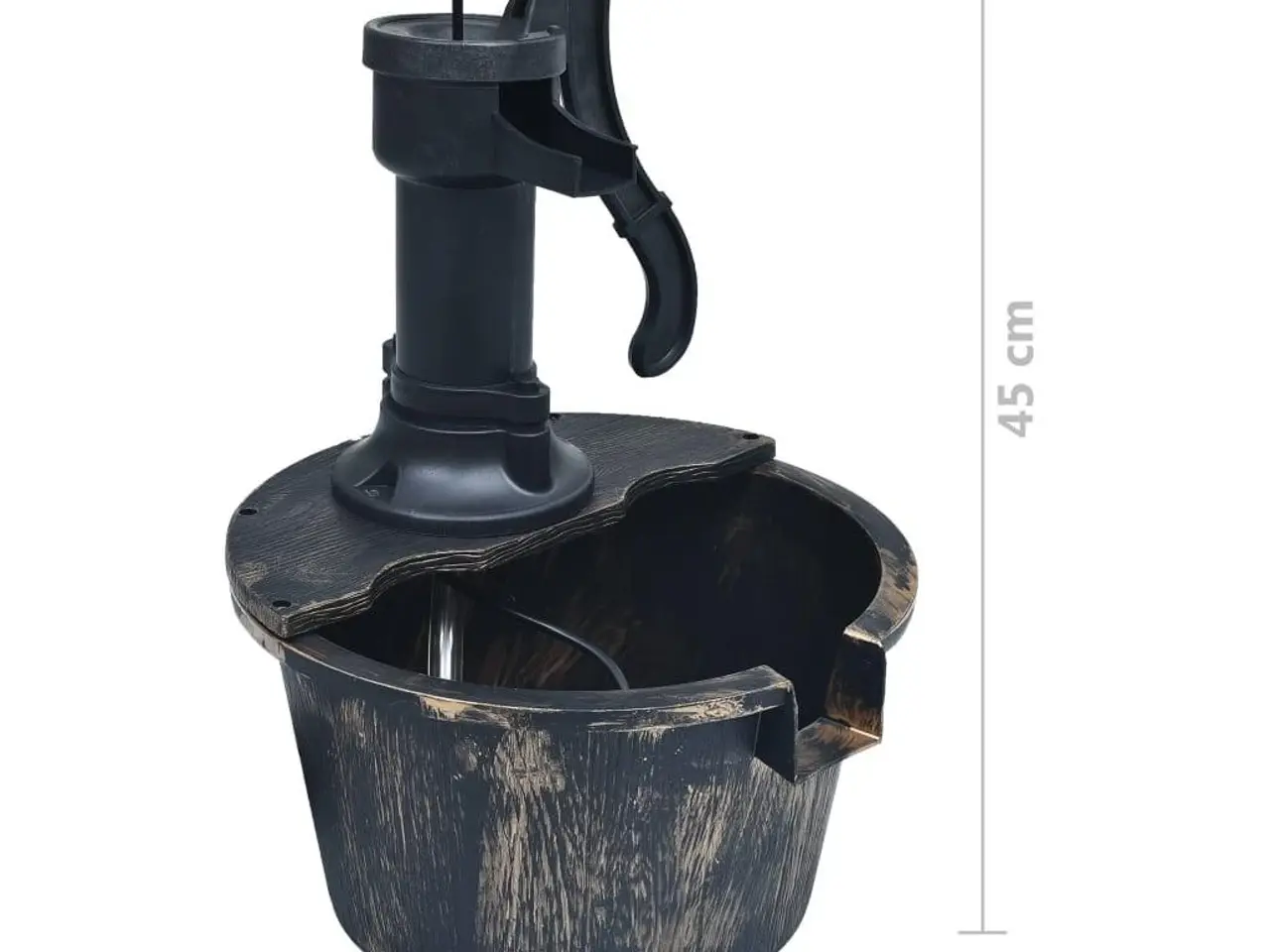 Billede 7 - Havespringvand i tønde med pumpe - bronzefarvet PP, Ø29,5 × 45 cm