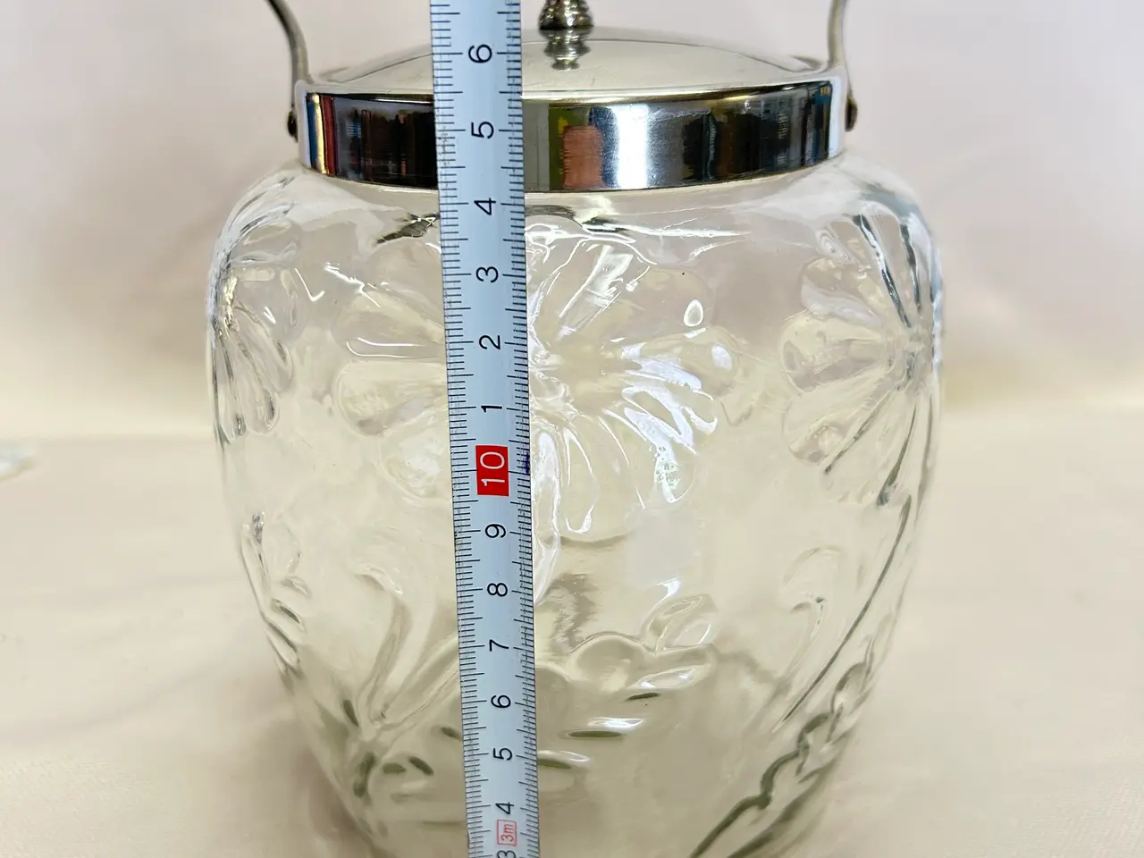 Billede 3 - Antik kiksespand i glas – Fyens Glasværk.