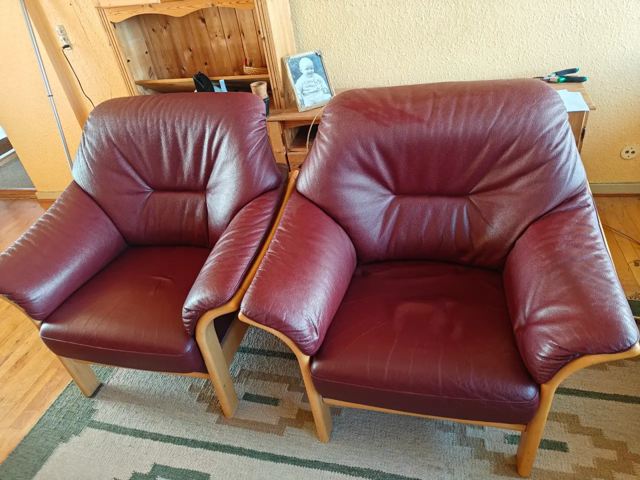 Billede 2 - Læder sofa og 2 stole 