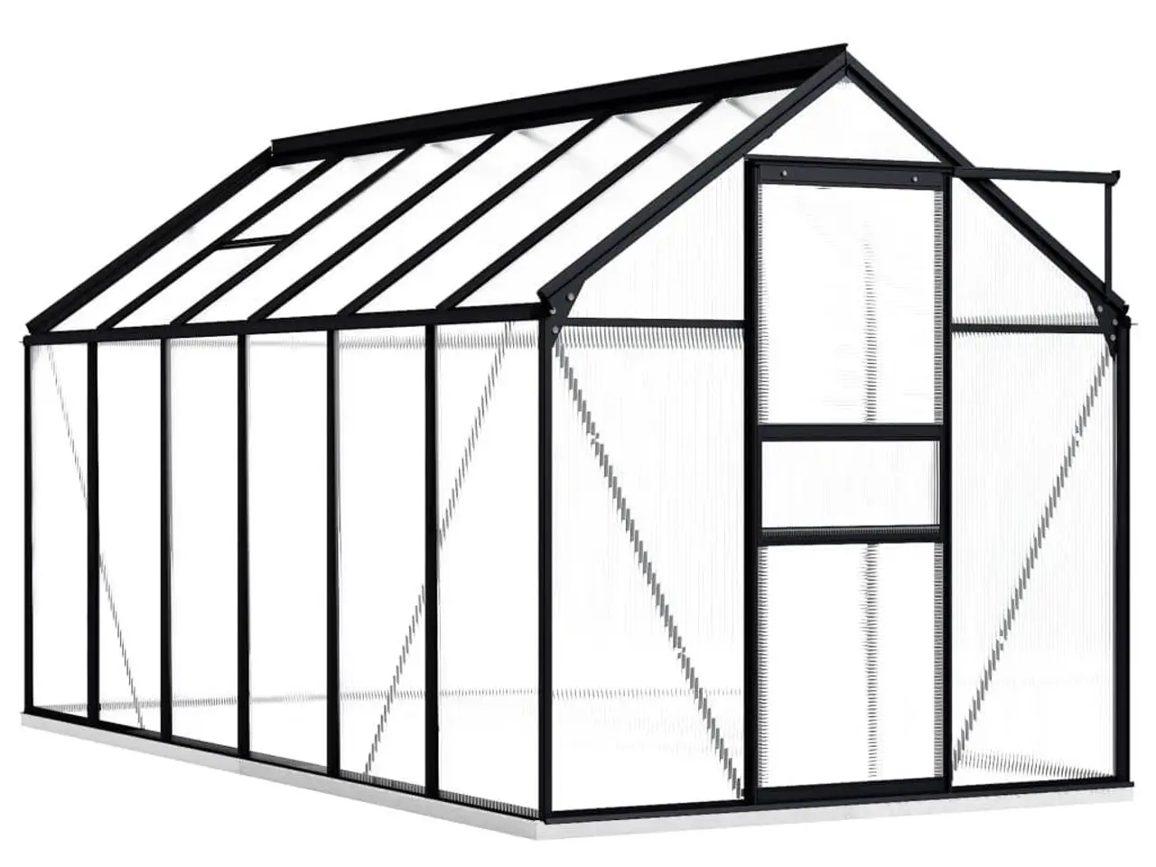 Billede 2 - Drivhus med fundamentramme 7,03 m² - aluminium, antracitgrå