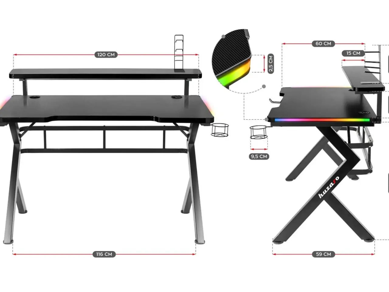 Billede 7 - Gaming bord Huzaro Hero 5.0 RGB med LED og USB-hub