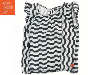 Molo sort og hvid bølgestribet T-shirt med flæseærmer fra Molo (str. 110)
