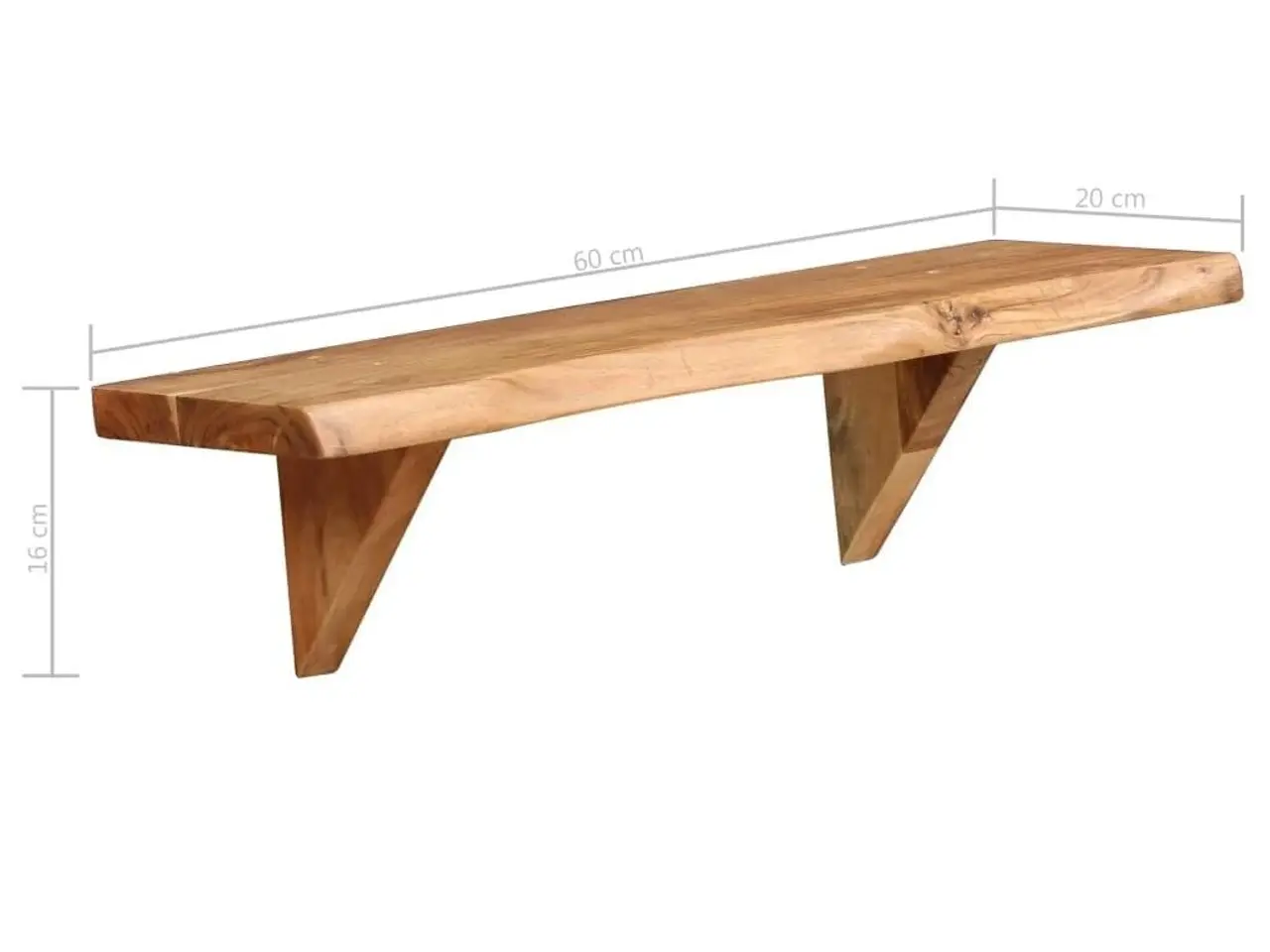 Billede 6 - Væghylder i massivt akacietræ - 2 stk. 60 x 20 x 18 cm