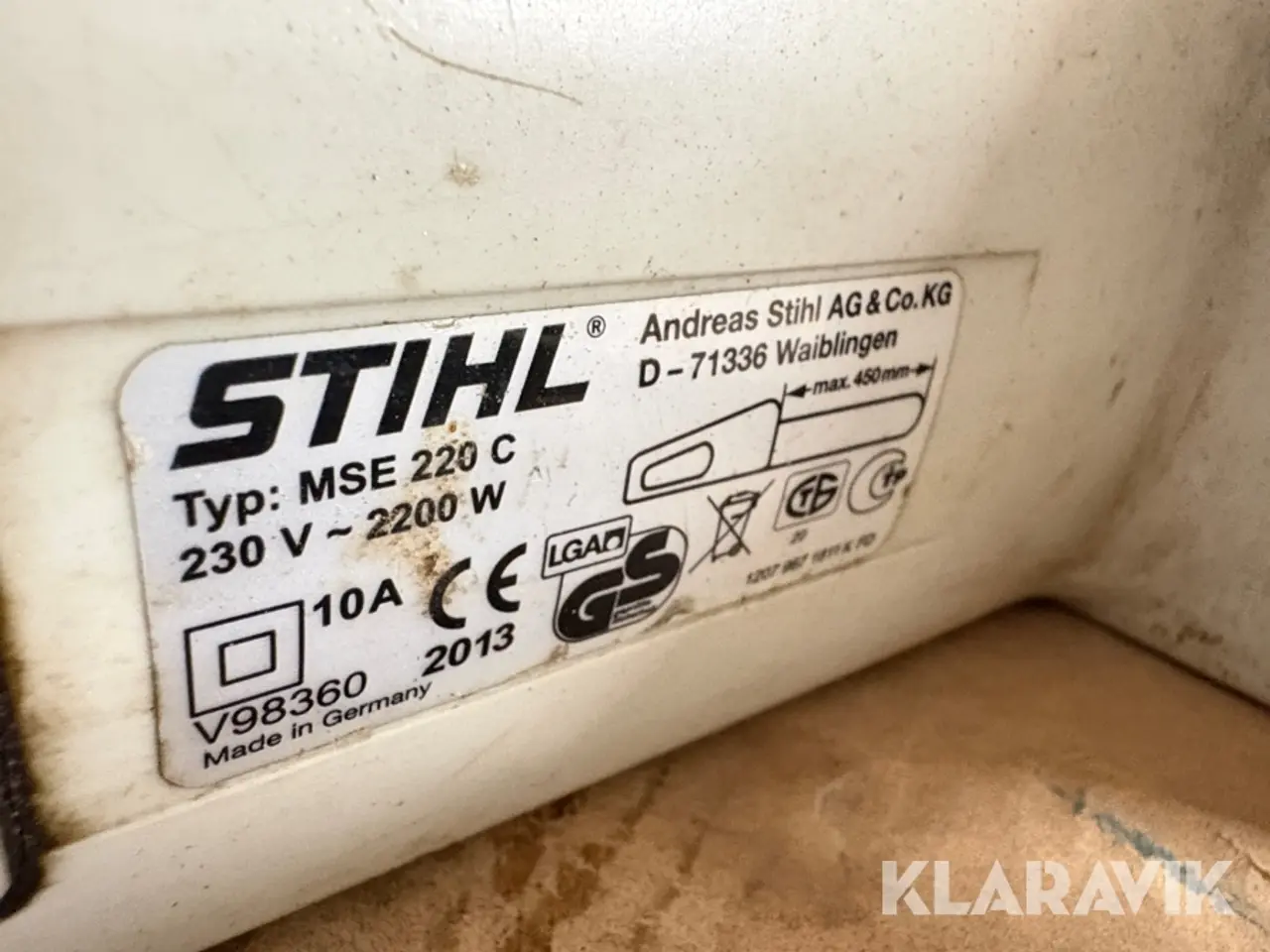 Billede 5 - El Motorsav Stihl MSE 220C