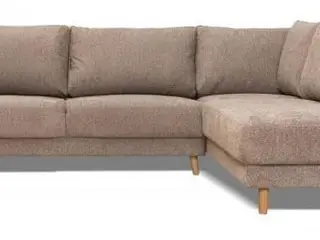 Savana hjørnesofa højrevendt i stof - Retrobliss 18, brun‑beige