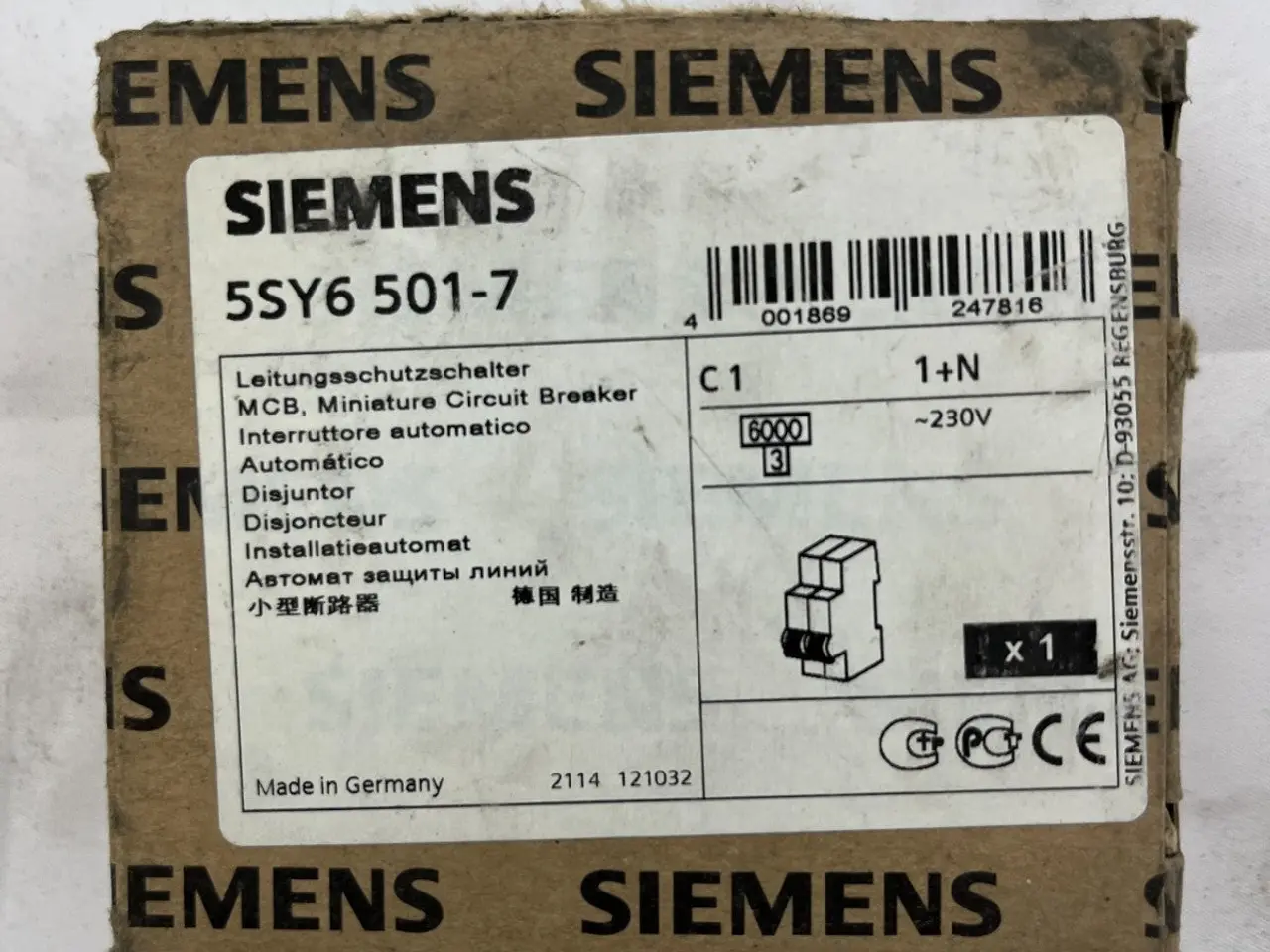 Billede 3 - Siemens 5SY6 501-7 MCB Miniature automatsikring C1